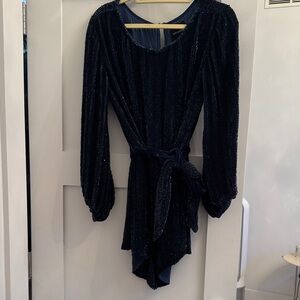 Retrofête Sparkling Navy Blue Sequin Dress